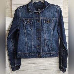 Gap Jean Jacket Women Medium Dark Denim 2012 SP13 Front Pockets, No Side Pockets